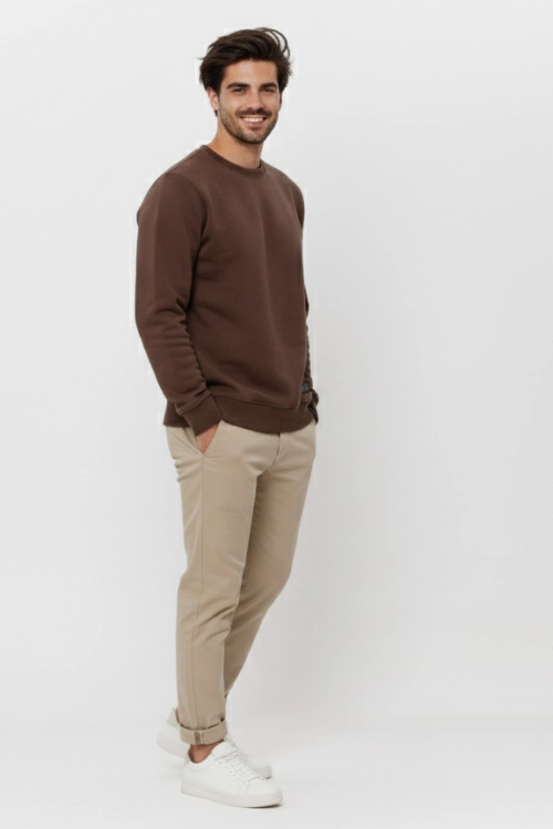 bluza męska crewneck czekoladowa.jpg
