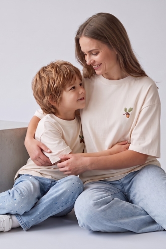 Zestaw Koszulek Oversize mama i dziecko kremowy.jpg