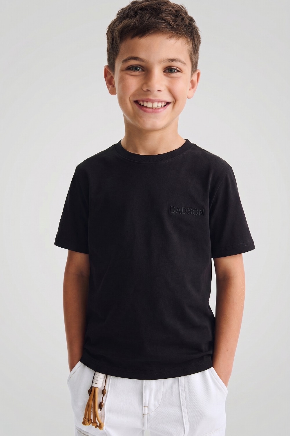 T-shirt dziecięcy czarny logo haftowane